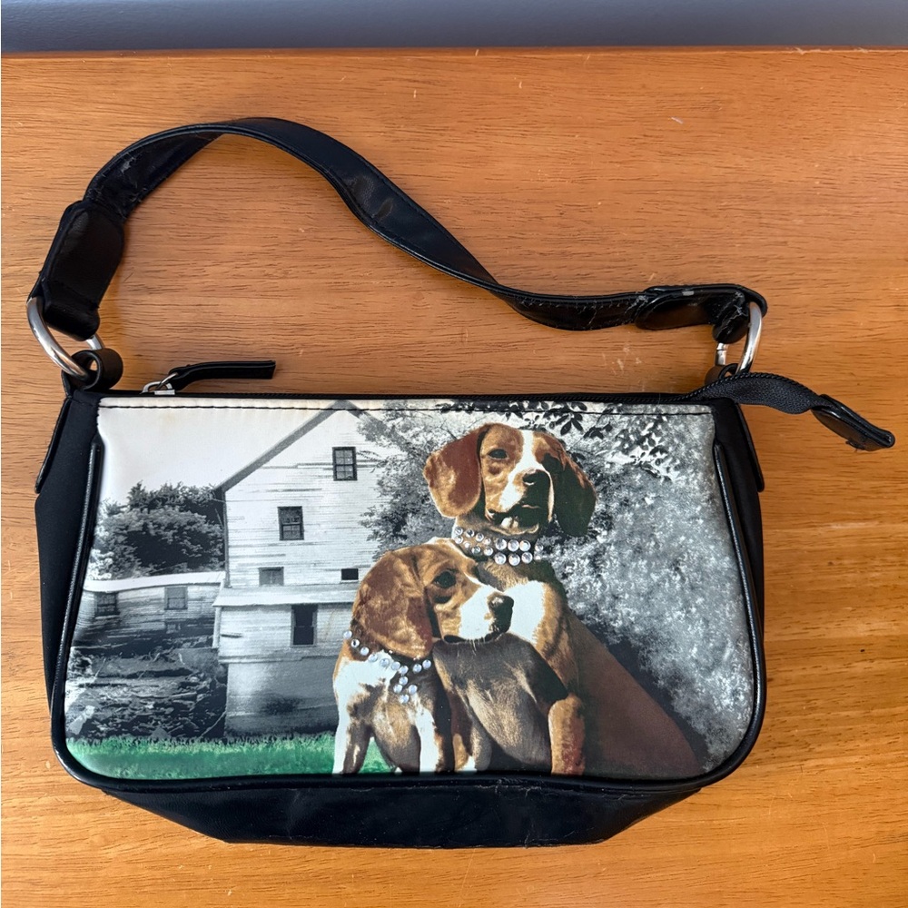 Used, Beagle Purse Smaller In Size With Carry Strap. Missing Stones from Collar